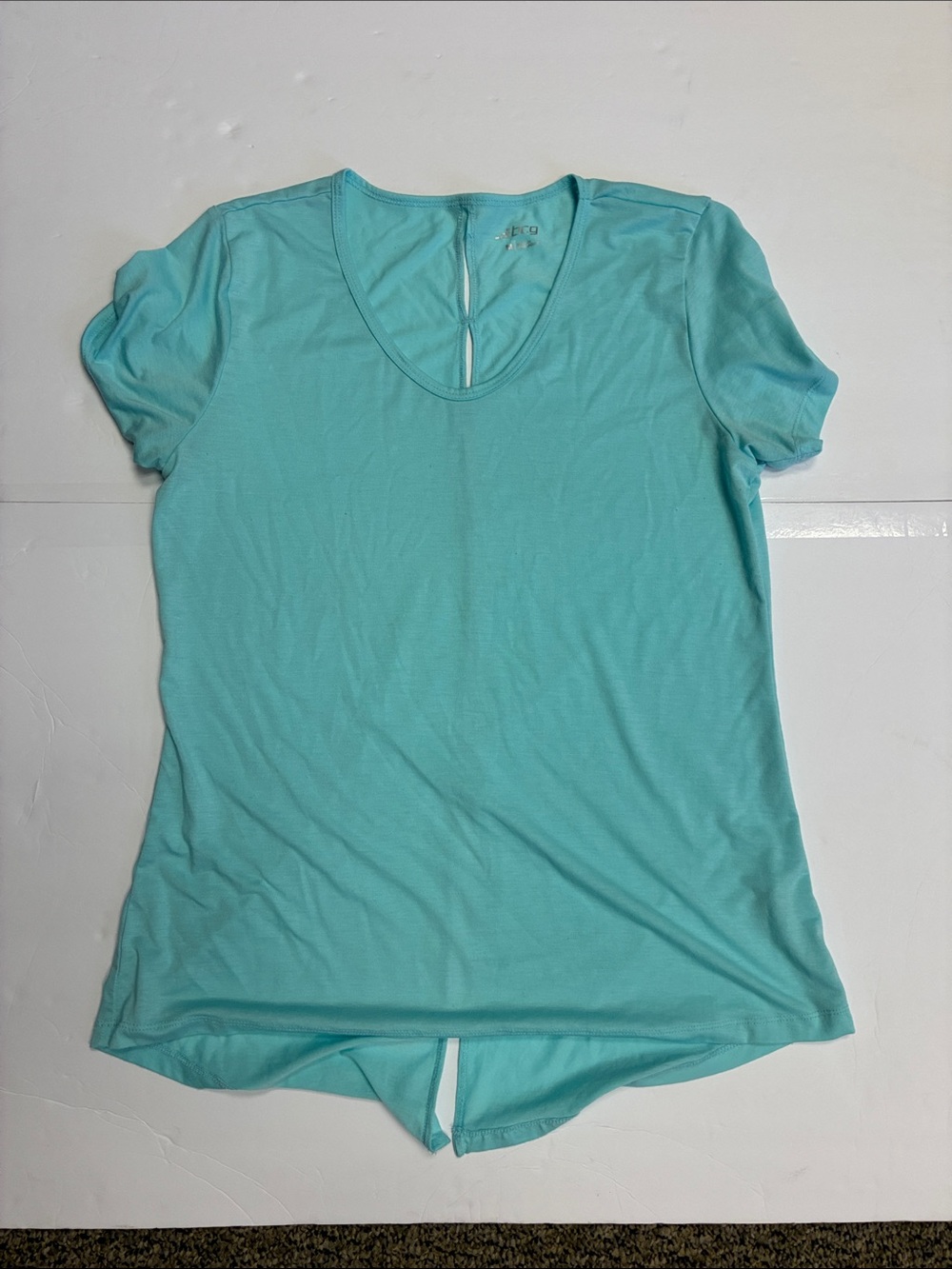bcg Light Aqua Short Sleeve Scoop Neck Tee